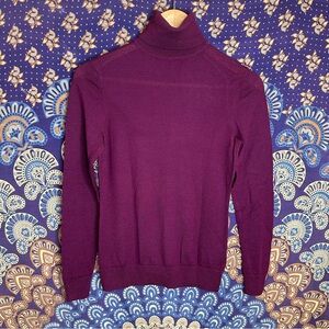 100% Merino Wool maroon turtleneck
